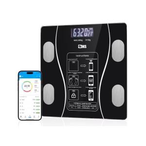 Cantar Electronic SIKS Cu Aplicatie Smart, Ecran Digital Iluminat, Termometru, Suporta Maxim 180 Kg, Baterii, Negru