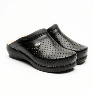 Saboti medicali, unisex, din piele, negru, Leon New