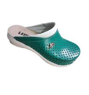 Saboti medicali, unisex, din piele, verde, Leon New